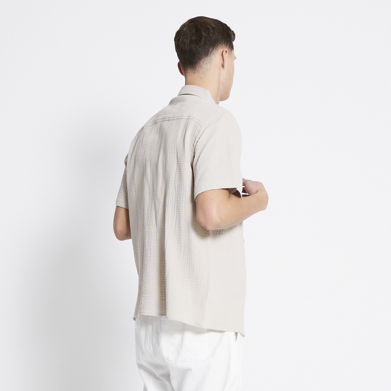 Short sleeve shirt "Isak Muslin" Stone